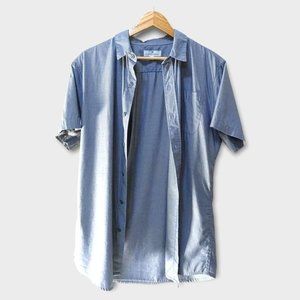 Parker Dusseau Mens Blue Button Down Short-Sleeve Shirt in Size Medium